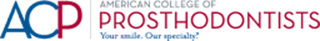 Logo of the American College of Prosthodontistis reading: Your smile. Our Specialty.